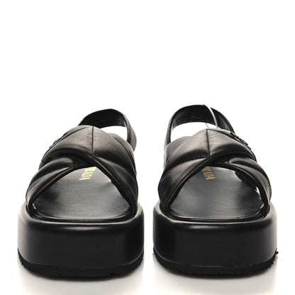 Prada Nappa Quilted Padded Sporty Platform Slingback Sandals 37.5 Black 2 of 8