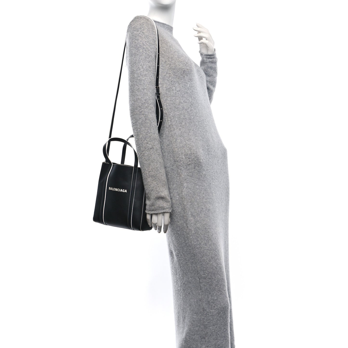 Smooth Calfskin Logo Double Sided XXS Everyday Tote Black White