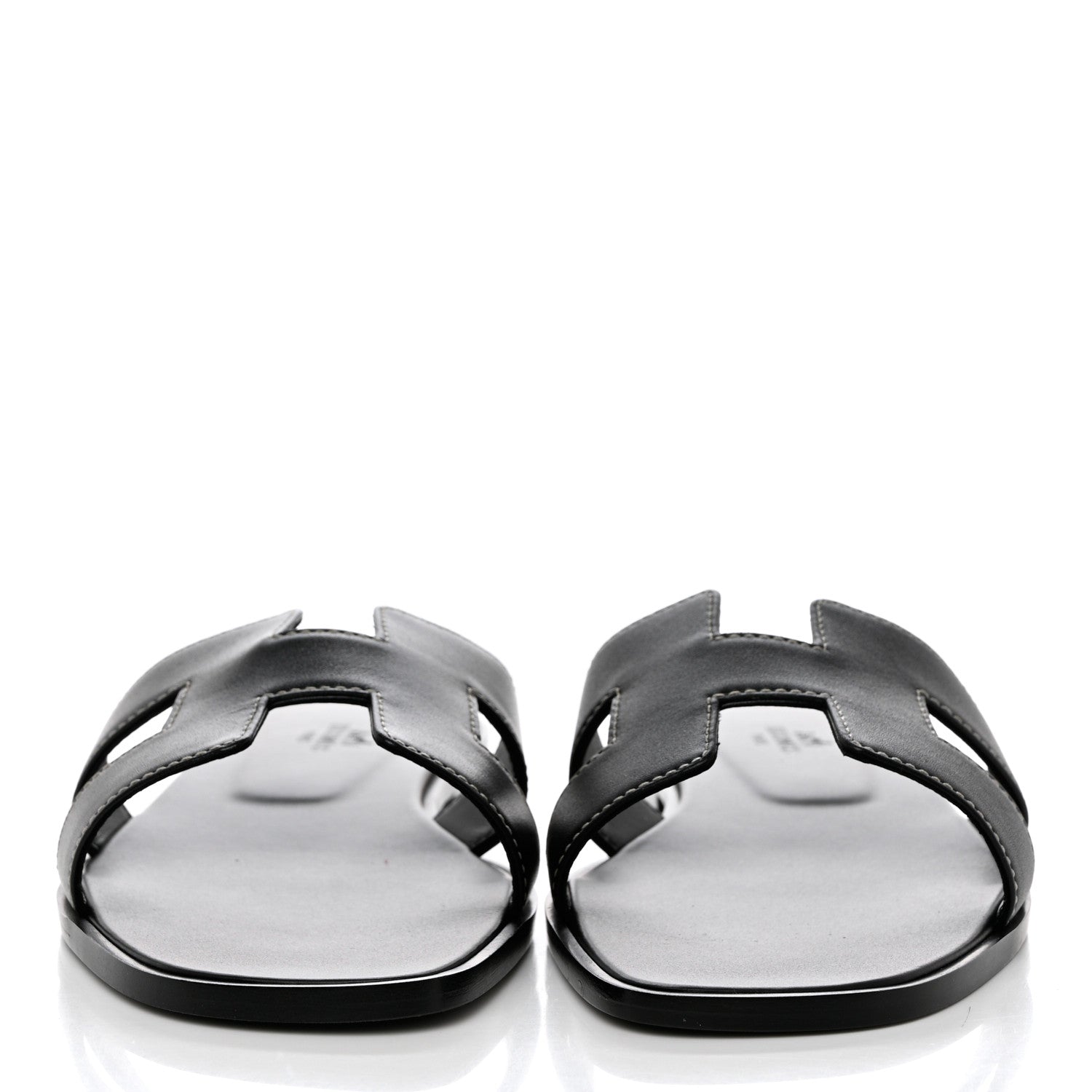 Hermes Box Calfskin Oran Sandals 38.5 Black 4 of 8