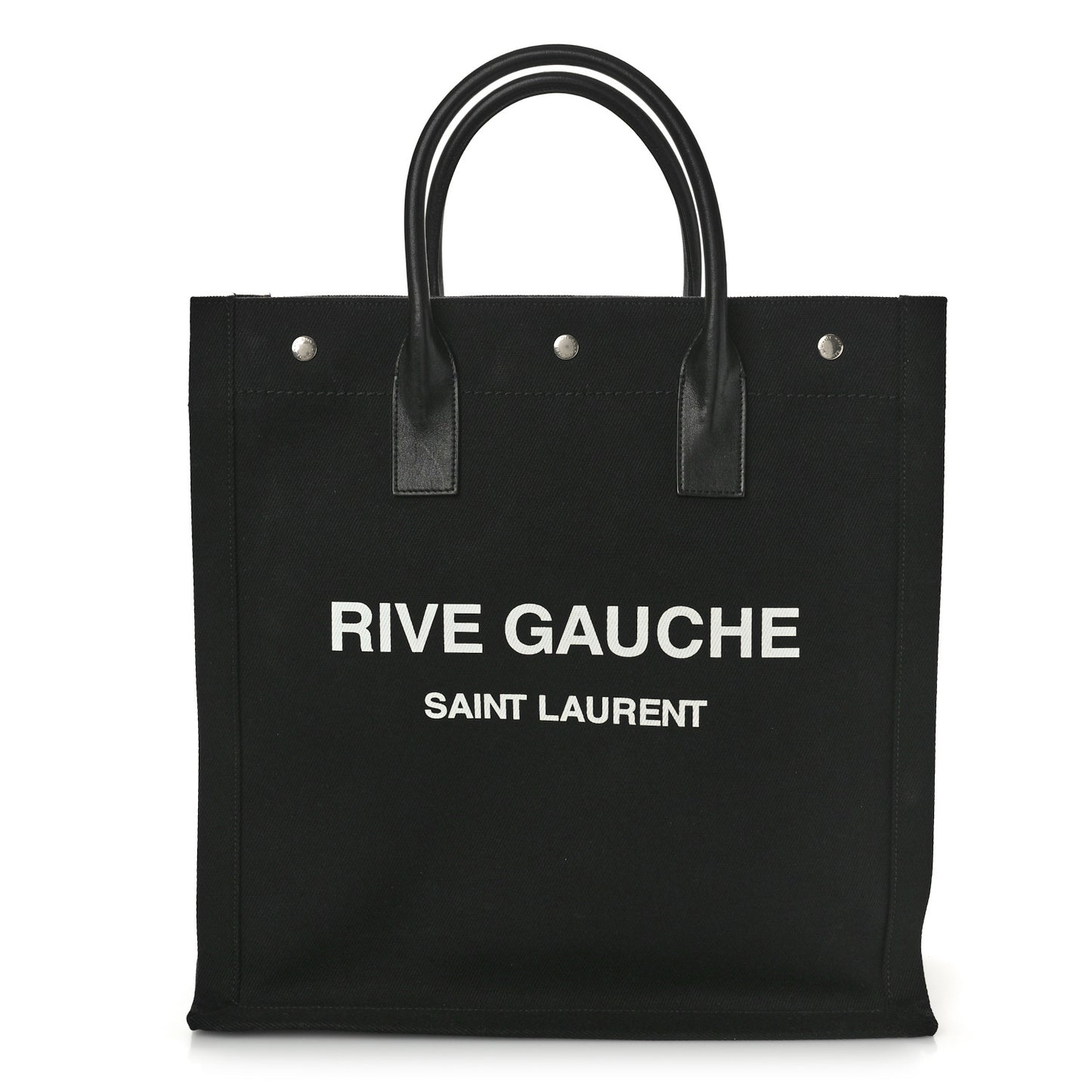 Linen Calfskin Rive Gauche North South Tote Black