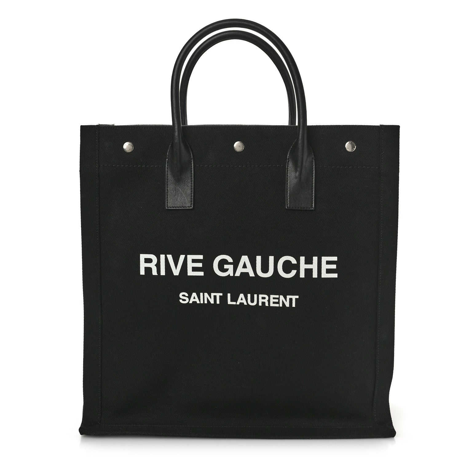 Saint Laurent Linen Calfskin Rive Gauche North South Tote Black 1 of 14