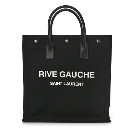 Saint Laurent Linen Calfskin Rive Gauche North South Tote Black 1 of 14