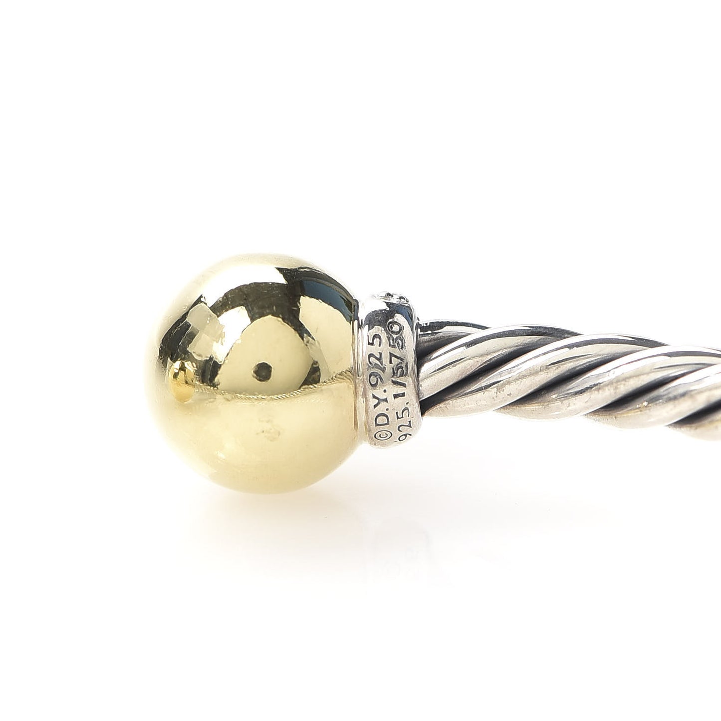 Sterling Silver 18K Yellow Gold Diamond 9mm Solari Bead Bracelet
