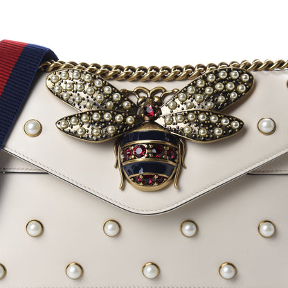 Gucci Nappa Pearl Studded Mini Queen Margaret Broadway Shoulder Bag Mystic White 10 of 11