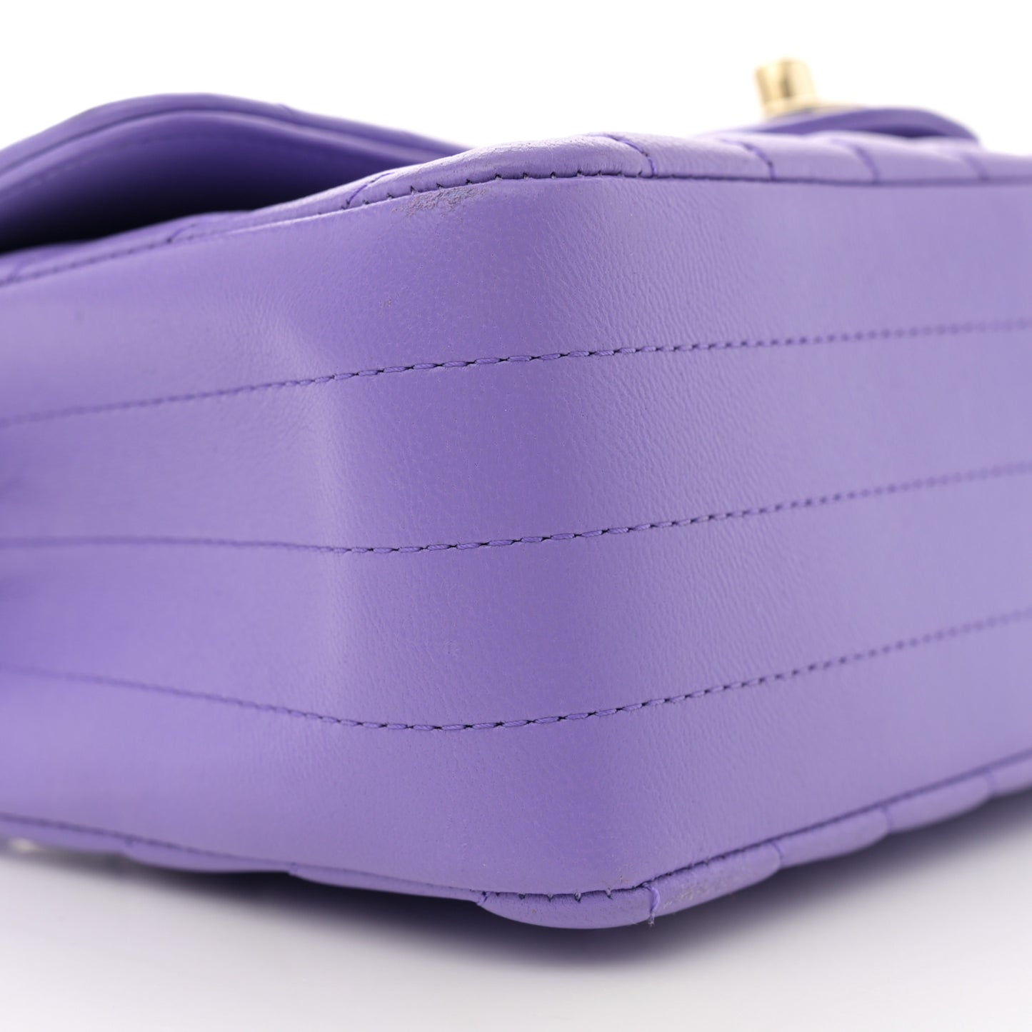 Lambskin Chevron Quilted Mini Rectangular Flap Purple