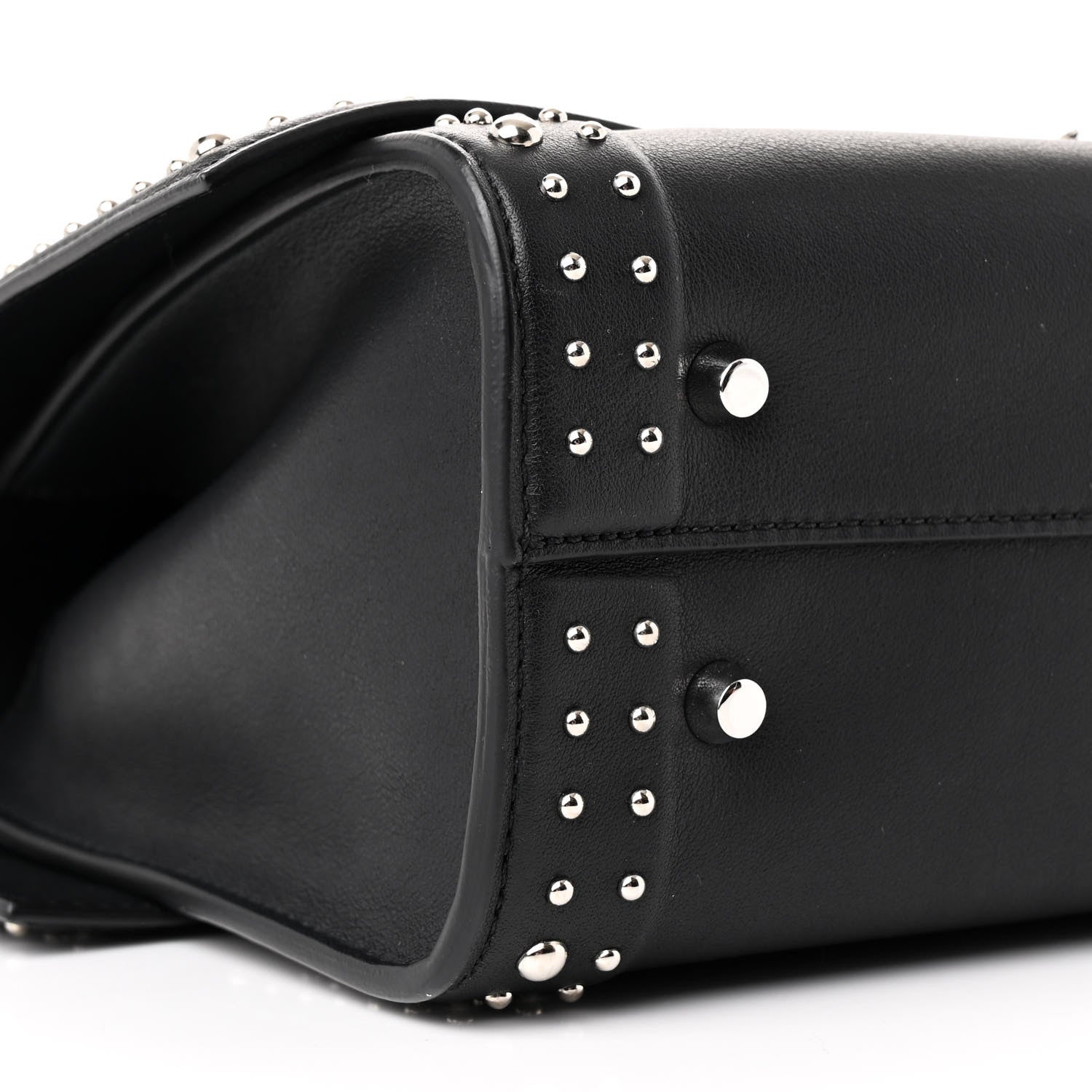 Givenchy Grained Calfskin Studded Small Shark Lock Satchel Black 8 of 9