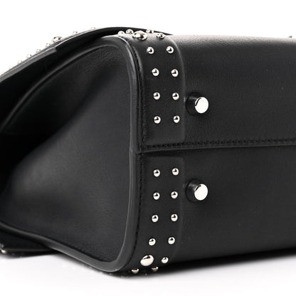 Givenchy Grained Calfskin Studded Small Shark Lock Satchel Black 8 of 9
