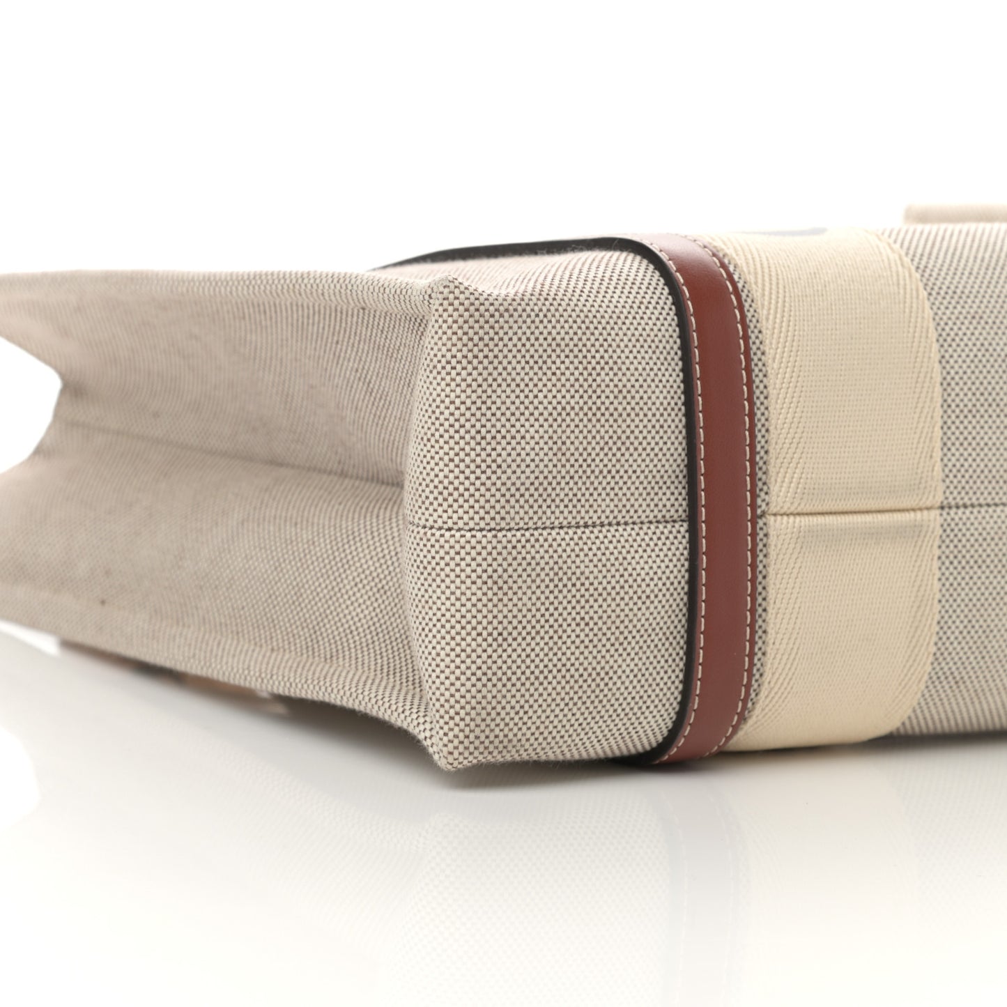 Cotton Calfskin Medium Woody Ribbon Tote White Brown