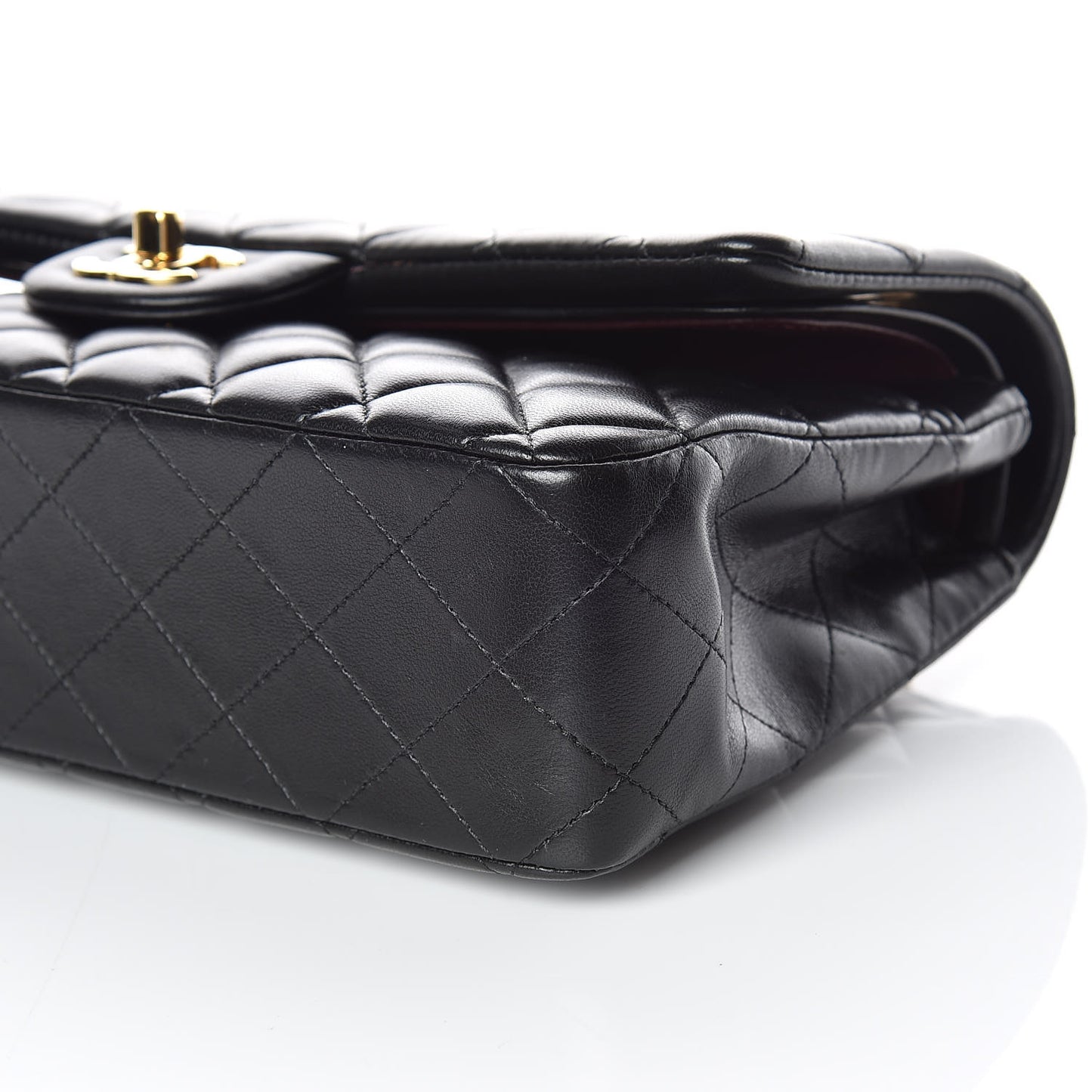 Lambskin Quilted Medium Double Flap Black