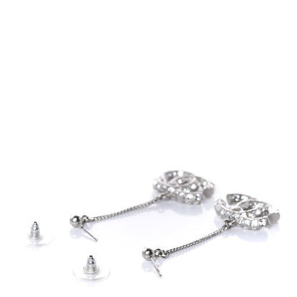 Chanel Baguette Crystal CC Drop Earrings Silver 3 of 4
