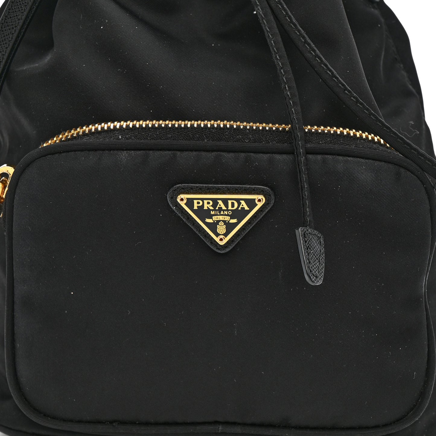 Saffiano Tessuto Nylon Mini Bucket Crossbody Bag Black