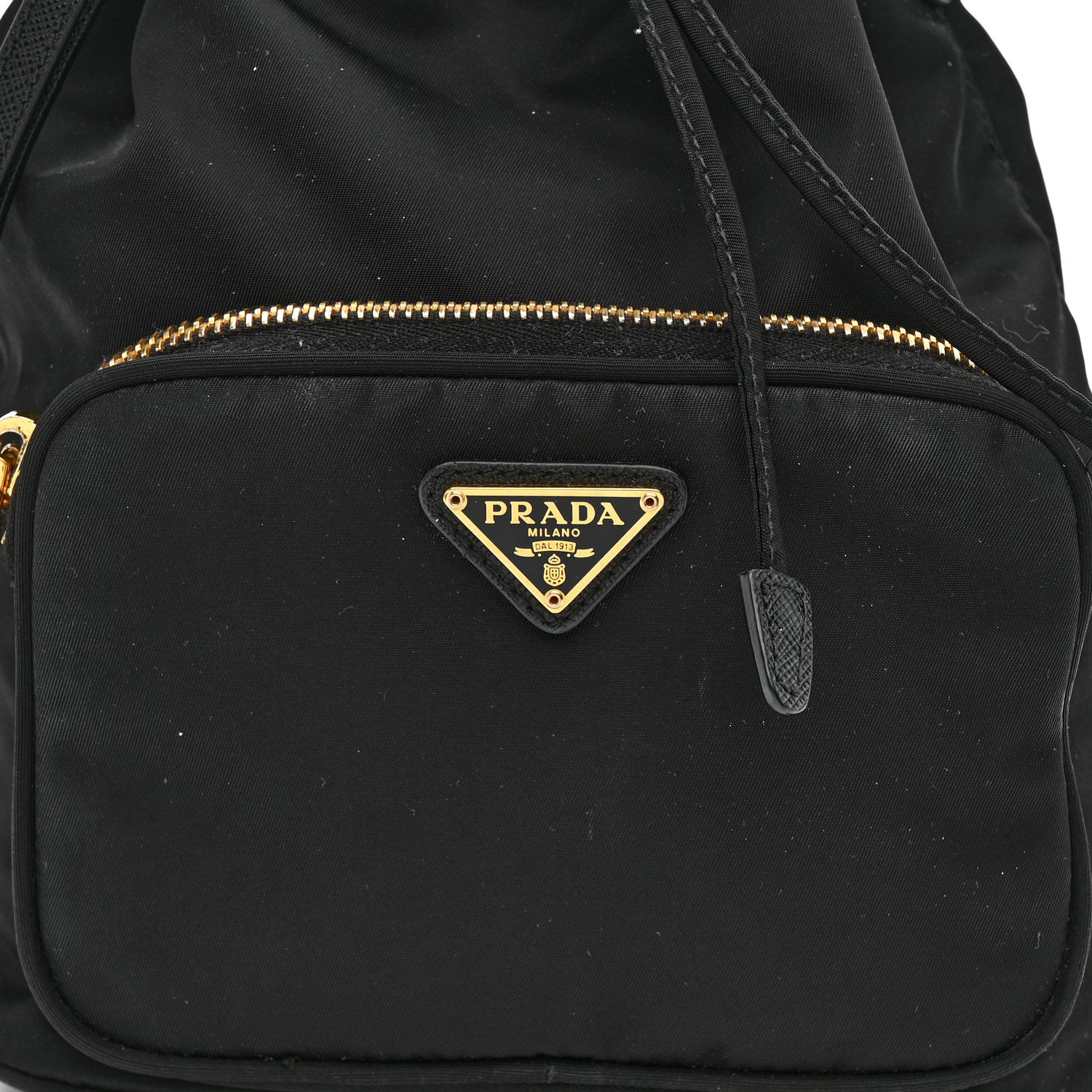 Prada Saffiano Tessuto Nylon Mini Bucket Crossbody Bag Black 7 of 9