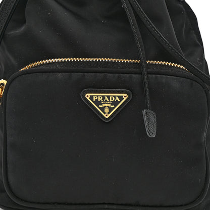 Prada Saffiano Tessuto Nylon Mini Bucket Crossbody Bag Black 7 of 9