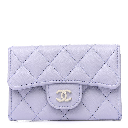 Chanel Caviar Quilted Flap Card Holder Wallet Light Purple 1 of 7