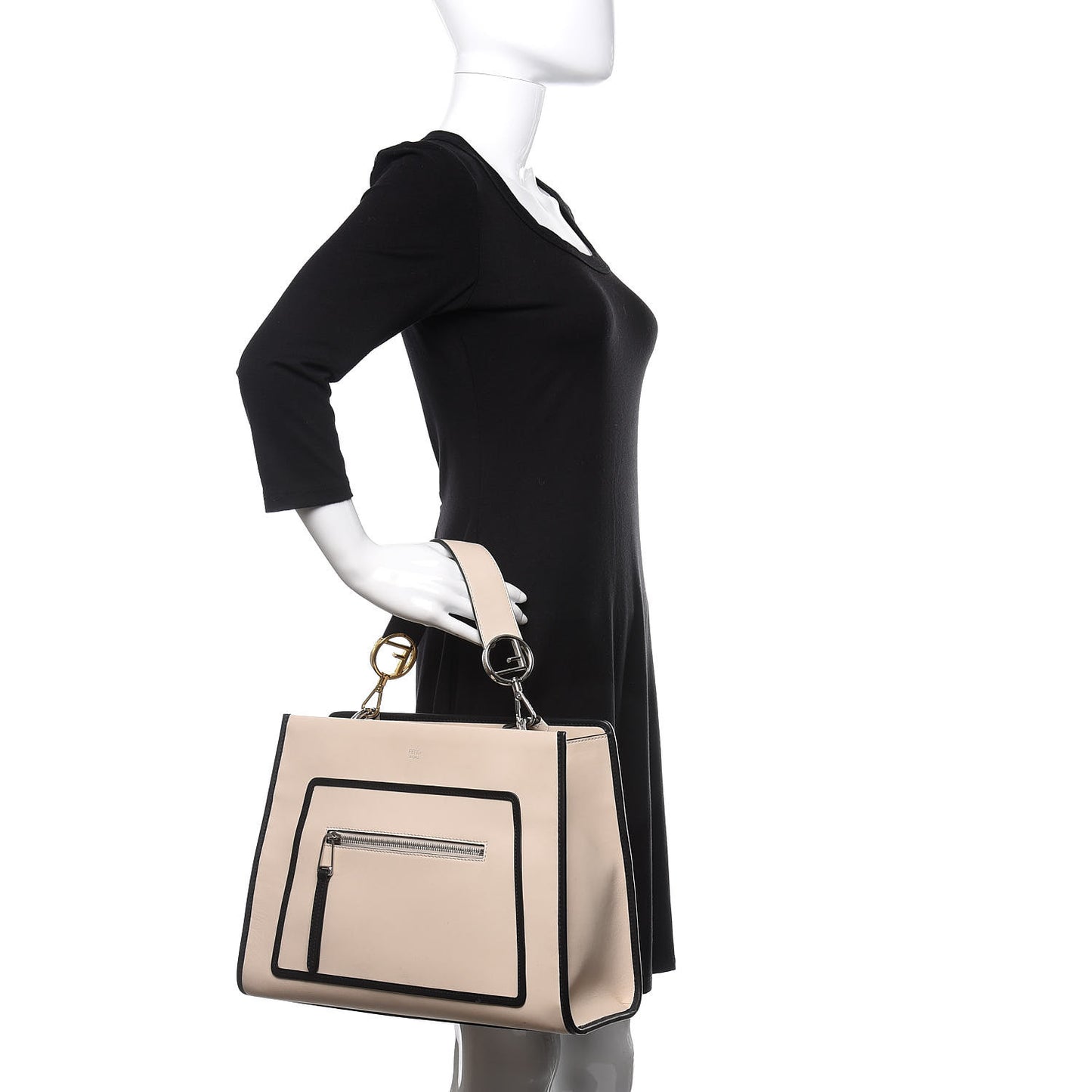 Vitello Century Opaco F is Fendi Bi-Color Regular Runaway Satchel Camelia Black