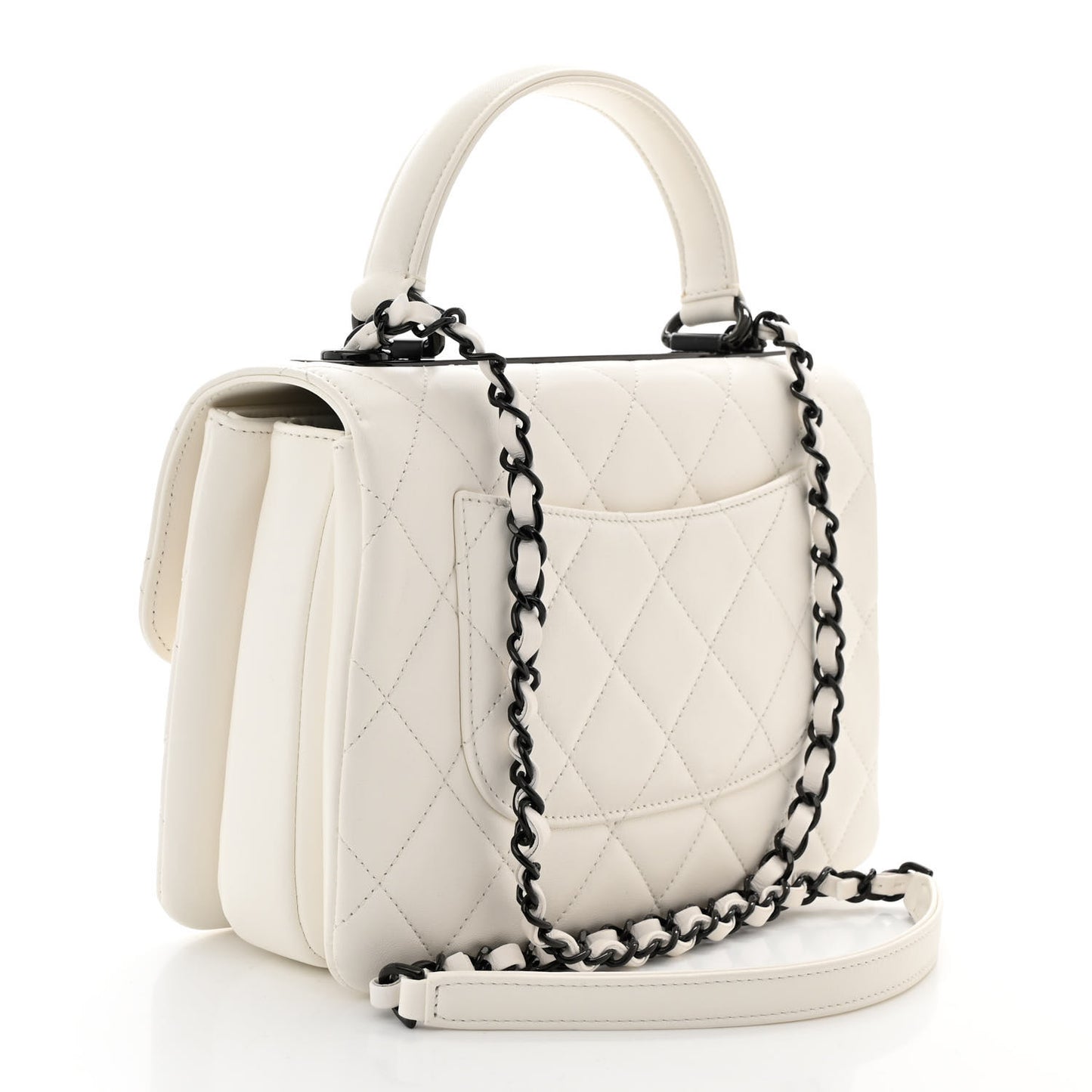 Lambskin Quilted Small Trendy CC Dual Handle Flap Bag White