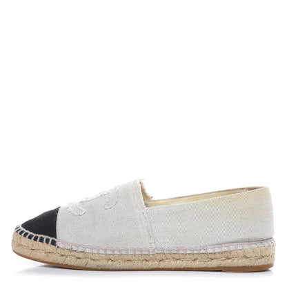 Chanel Linen CC Espadrilles 39 Beige Black 1 of 14