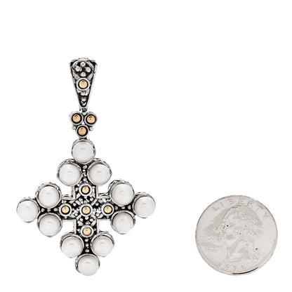 John Hardy Sterling Silver 18K Yellow Gold Pearl Jaisalmer Cross Pendant 2 of 4