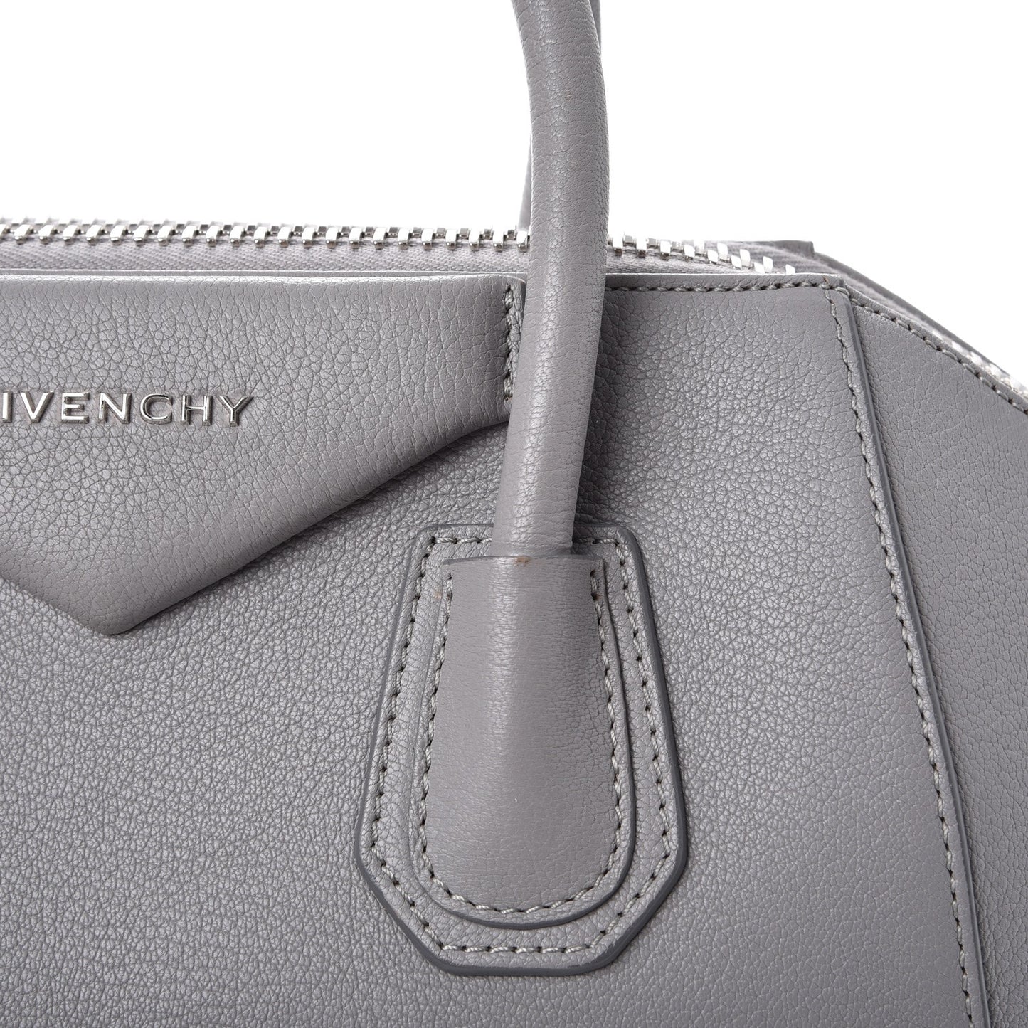 Sugar Goatskin Small Antigona Pearl Grey