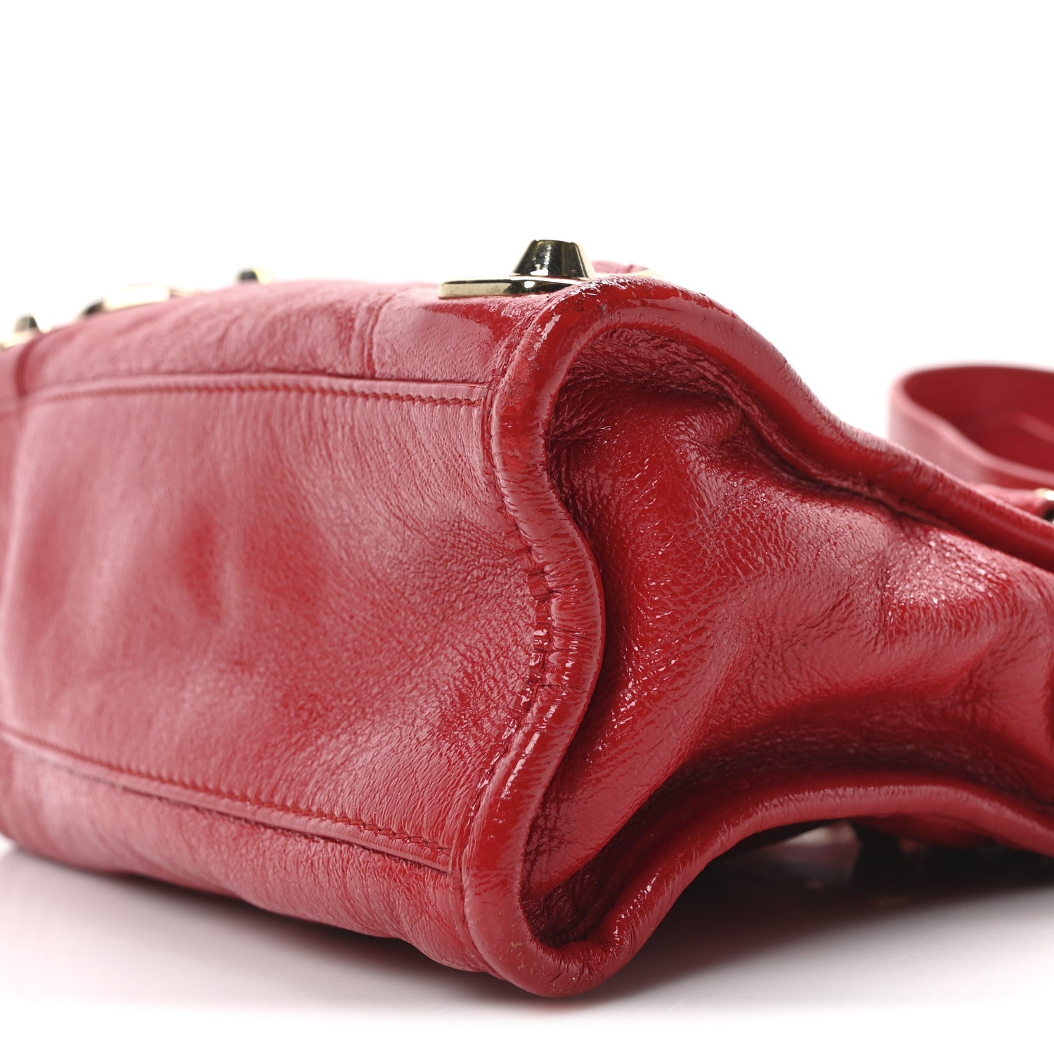 Balenciaga Glossy Nappa Gold Metallic Edge Hardware Mini City Rouge Rubis 12 of 12