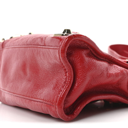 Balenciaga Glossy Nappa Gold Metallic Edge Hardware Mini City Rouge Rubis 12 of 12