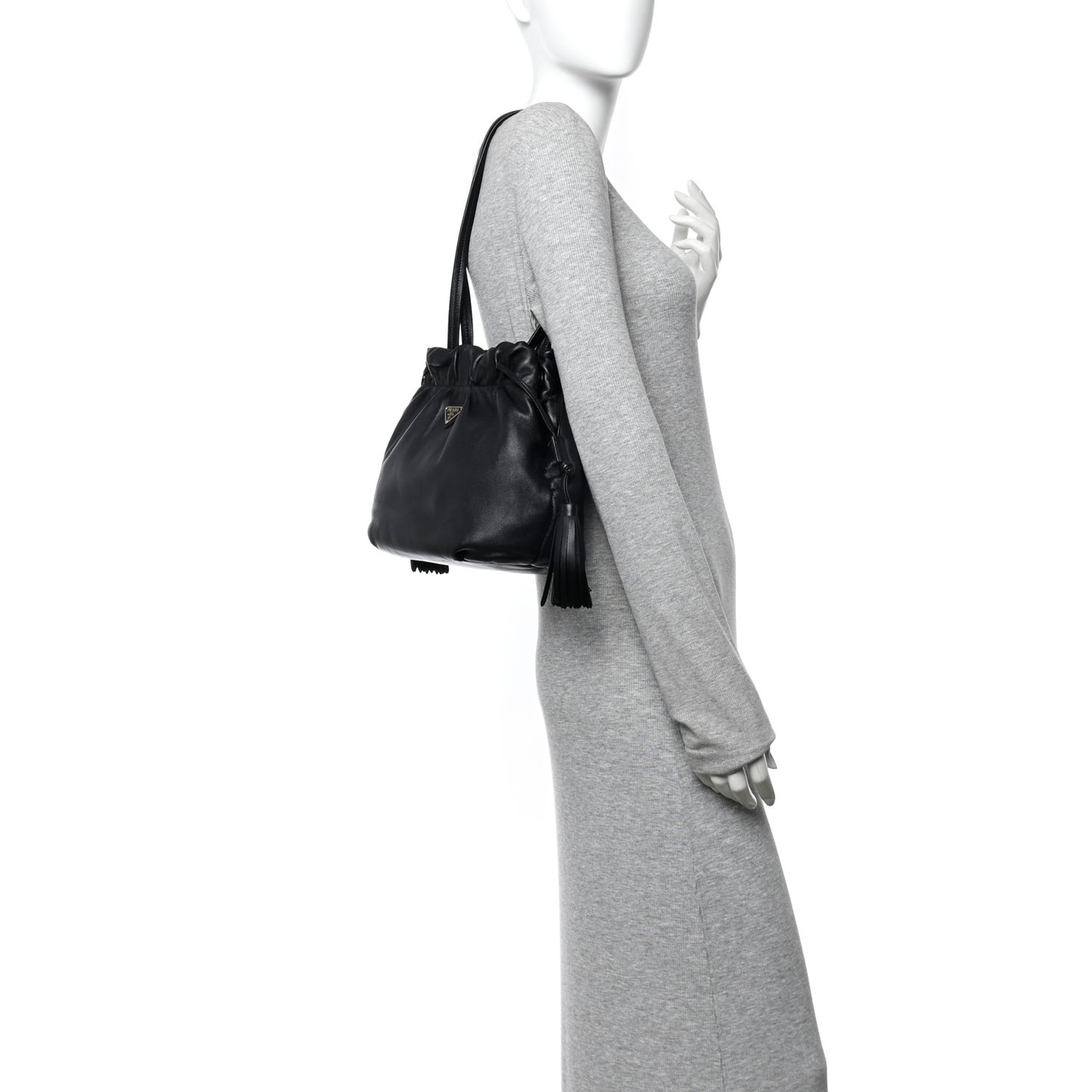 Nappa Drawstring Tote Black