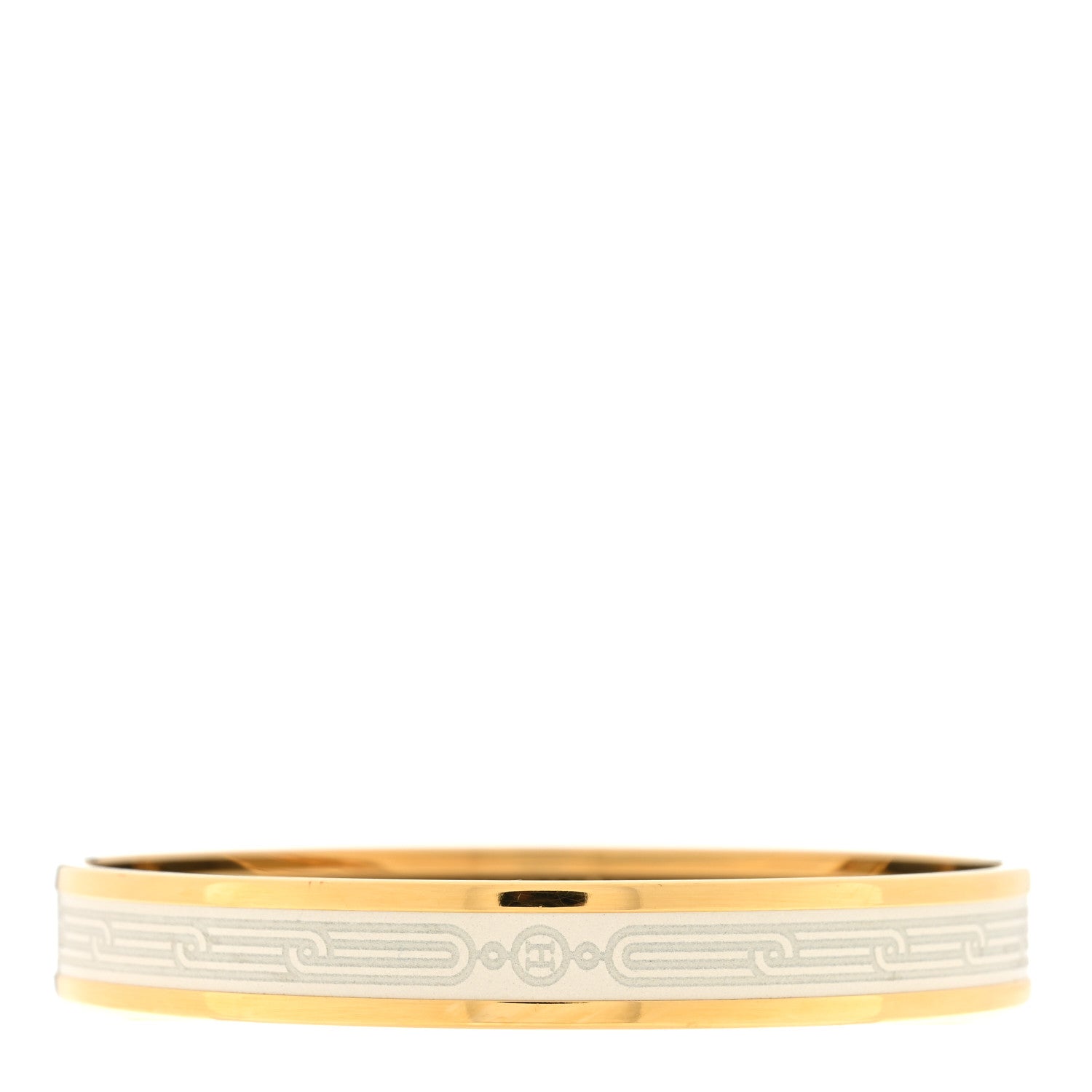 Hermes Enamel Printed Narrow Sellier Bracelet 65 White 1 of 3