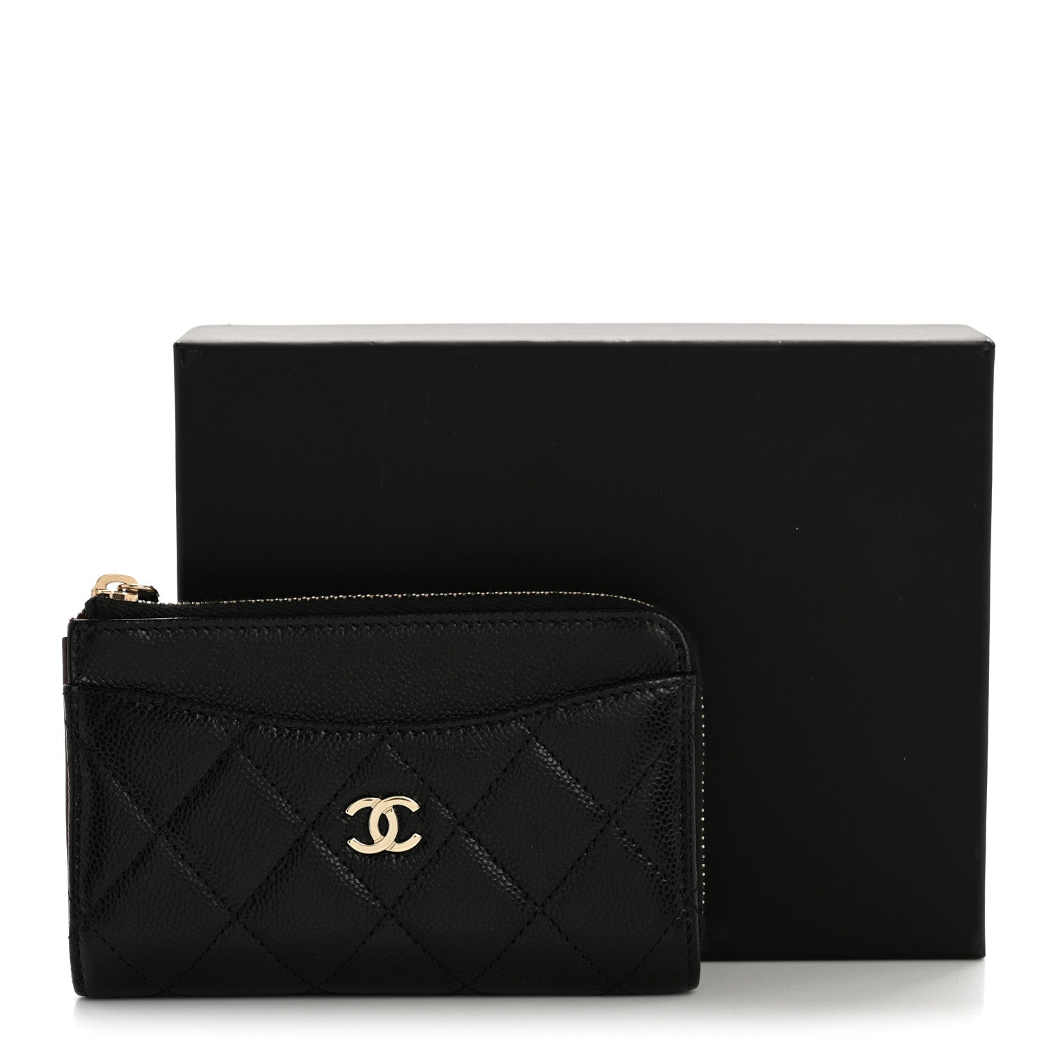 Chanel Caviar Quilted CC Zip Around Card Holder Black 8 of 8