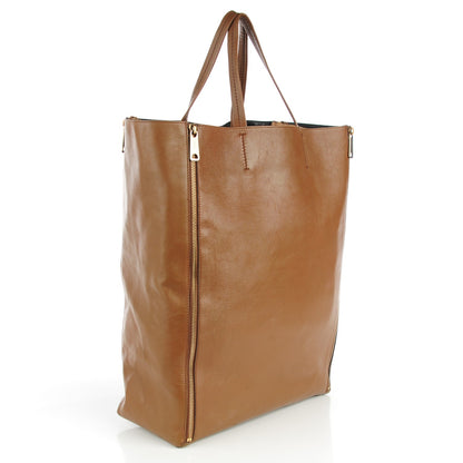 Celine Lambskin Vertical Zip Gusset Cabas Camel 3 of 9