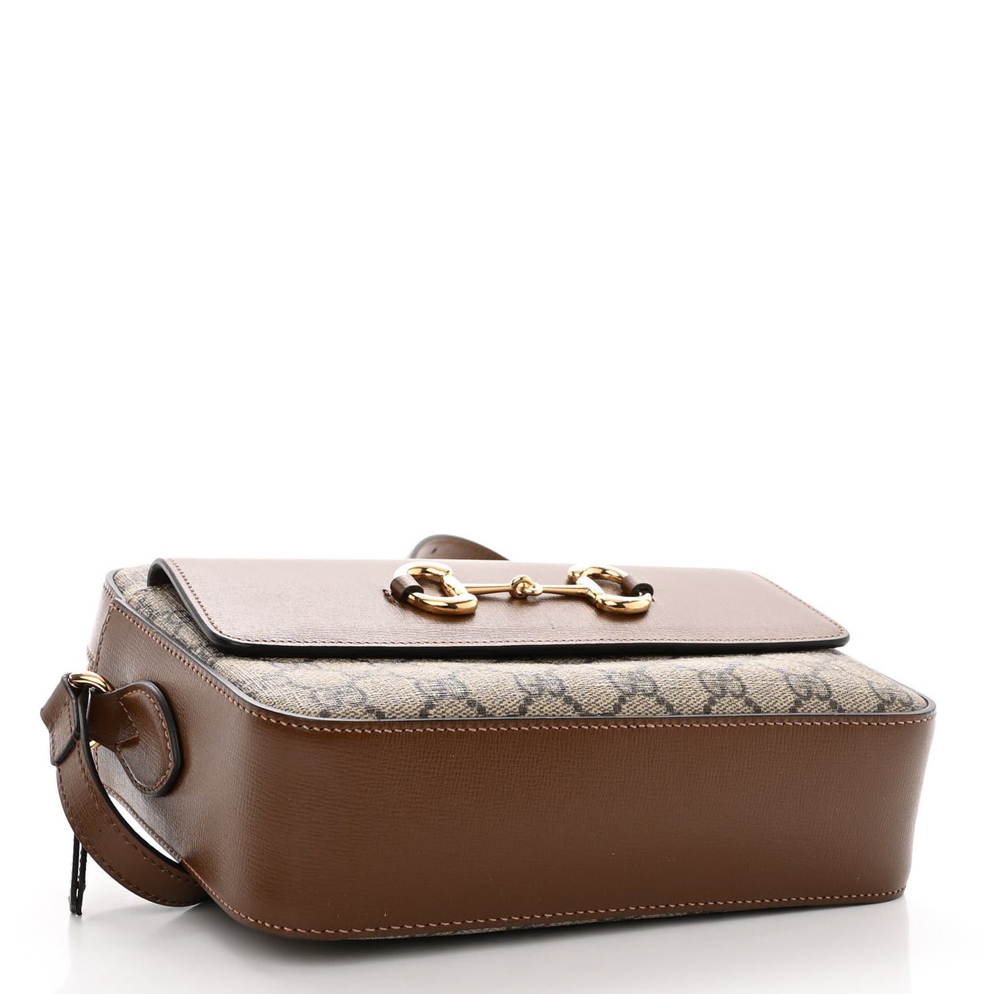 GG Supreme Monogram Small Horsebit 1955 Shoulder Bag Beige Brown Sugar