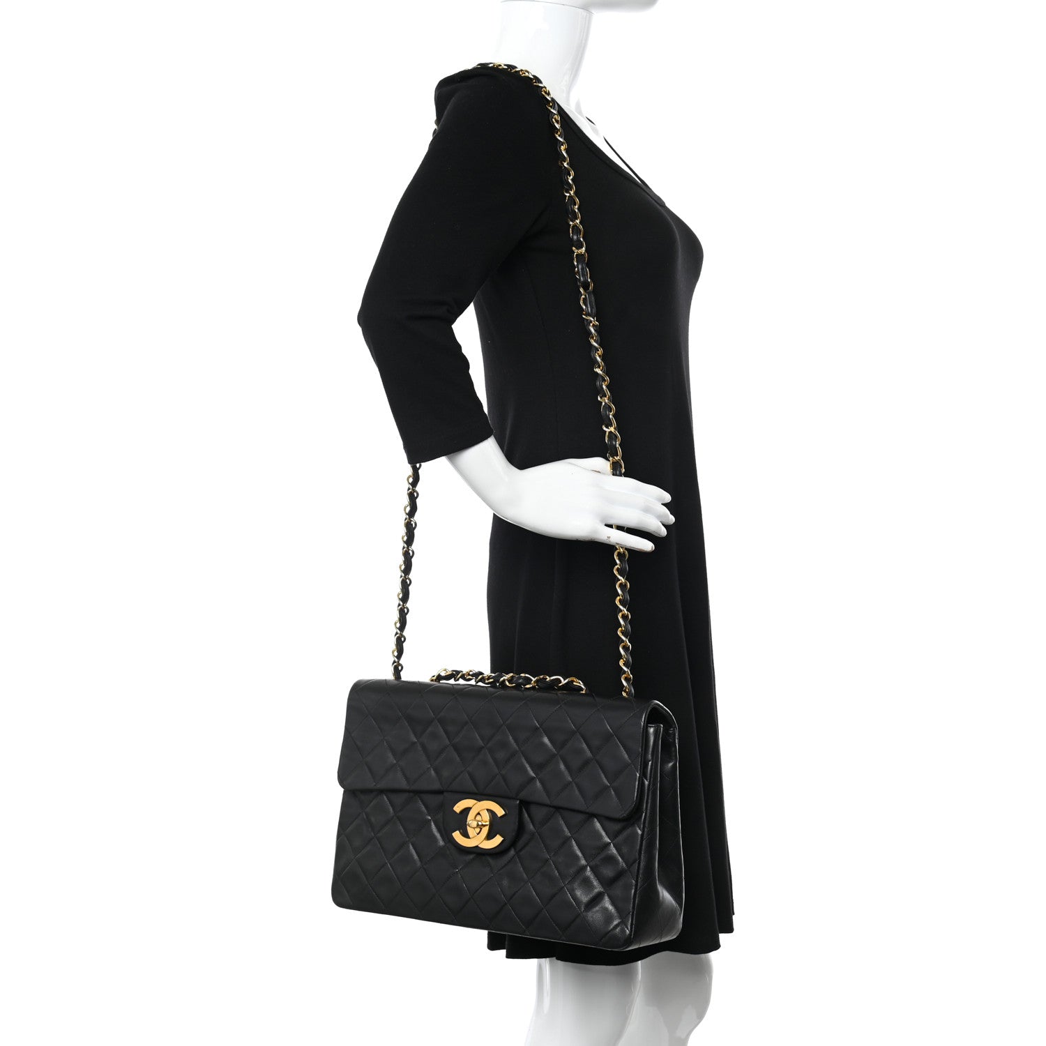 Chanel Lambskin Quilted XL Jumbo Single Flap Black 2 of 14