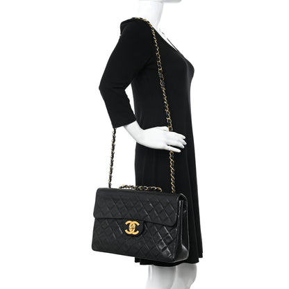 Chanel Lambskin Quilted XL Jumbo Single Flap Black 2 of 14