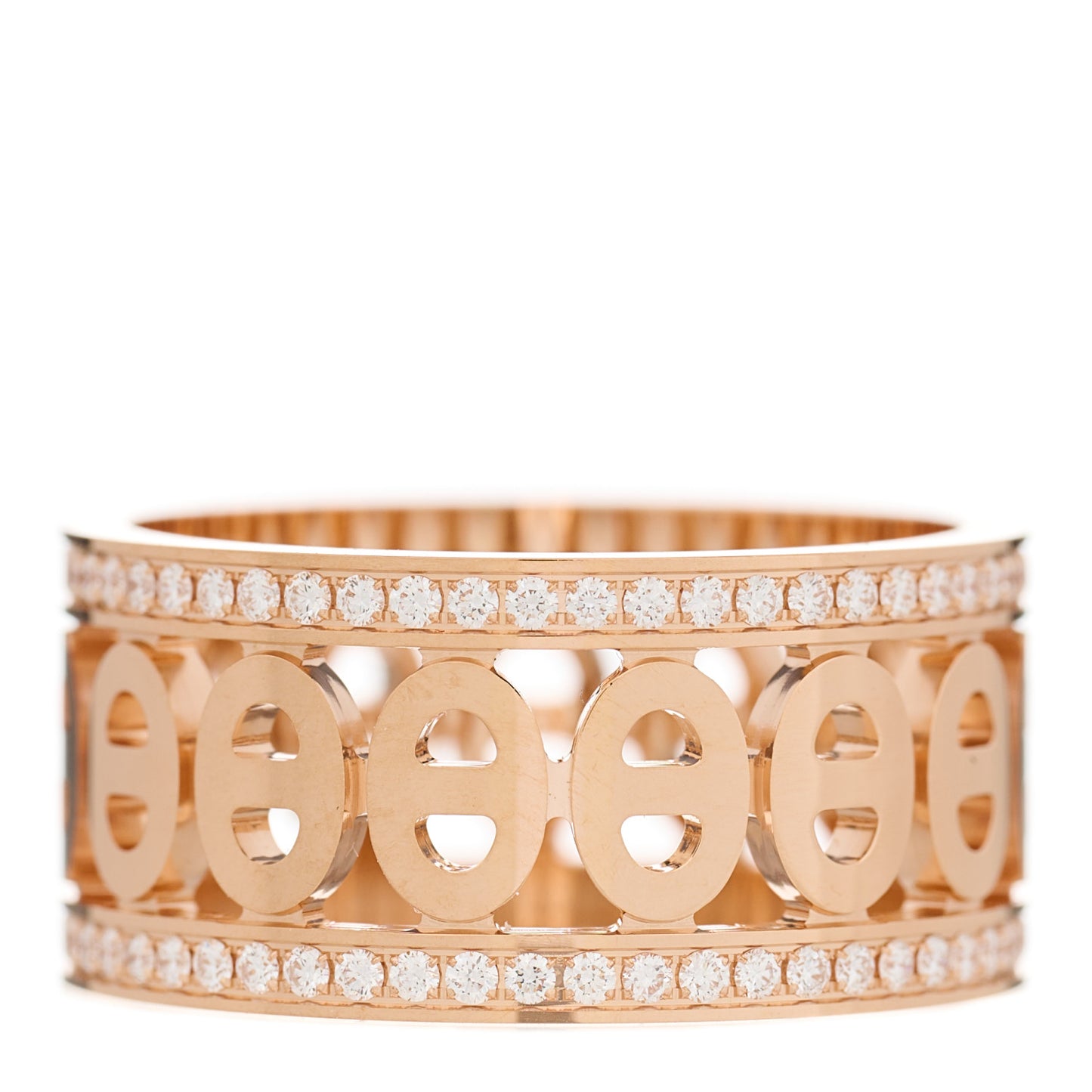 18K Rose Gold Diamond PM Chaine d'Ancre Divine Ring 52 6