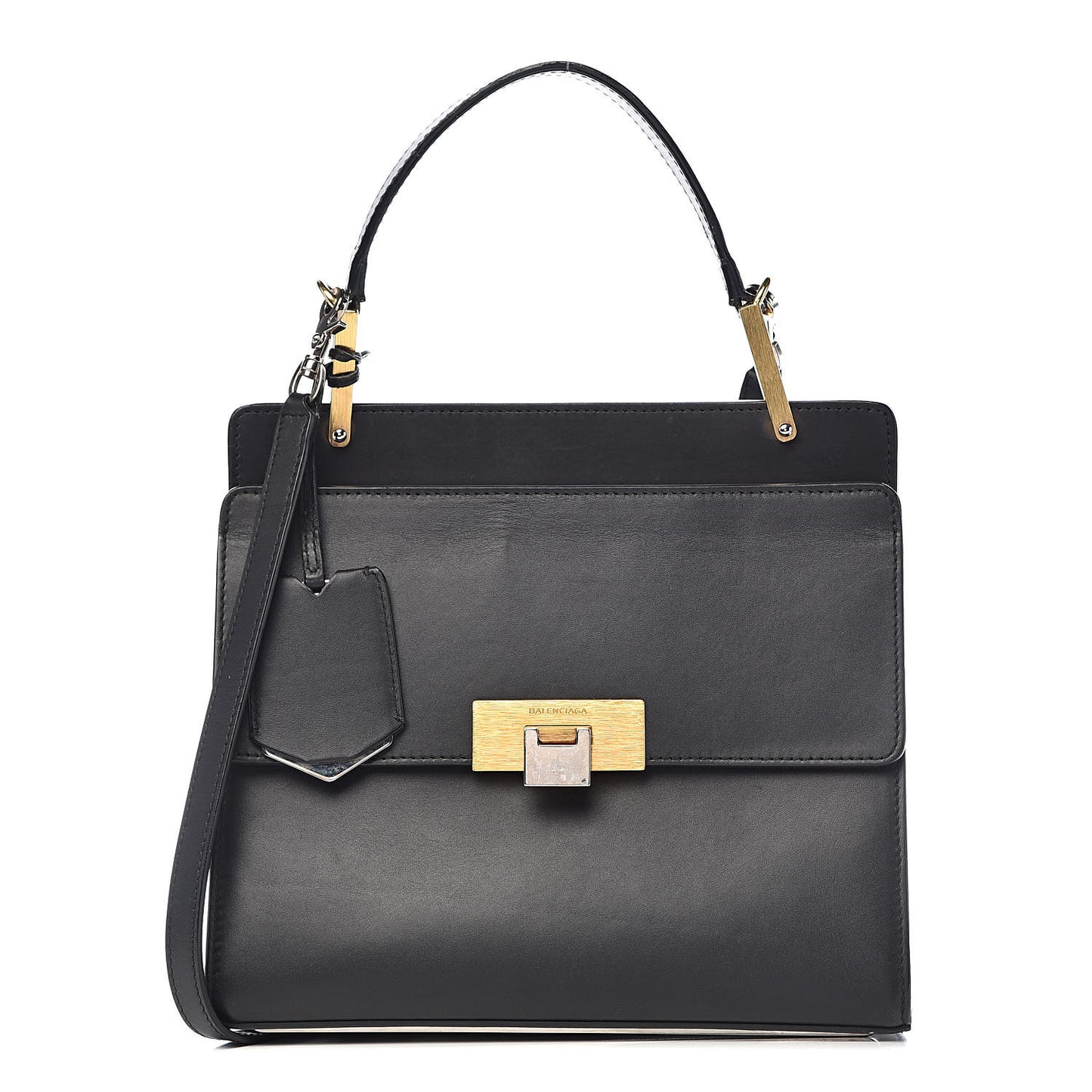 Calfskin Le Dix S Cartable Shoulder Bag Black