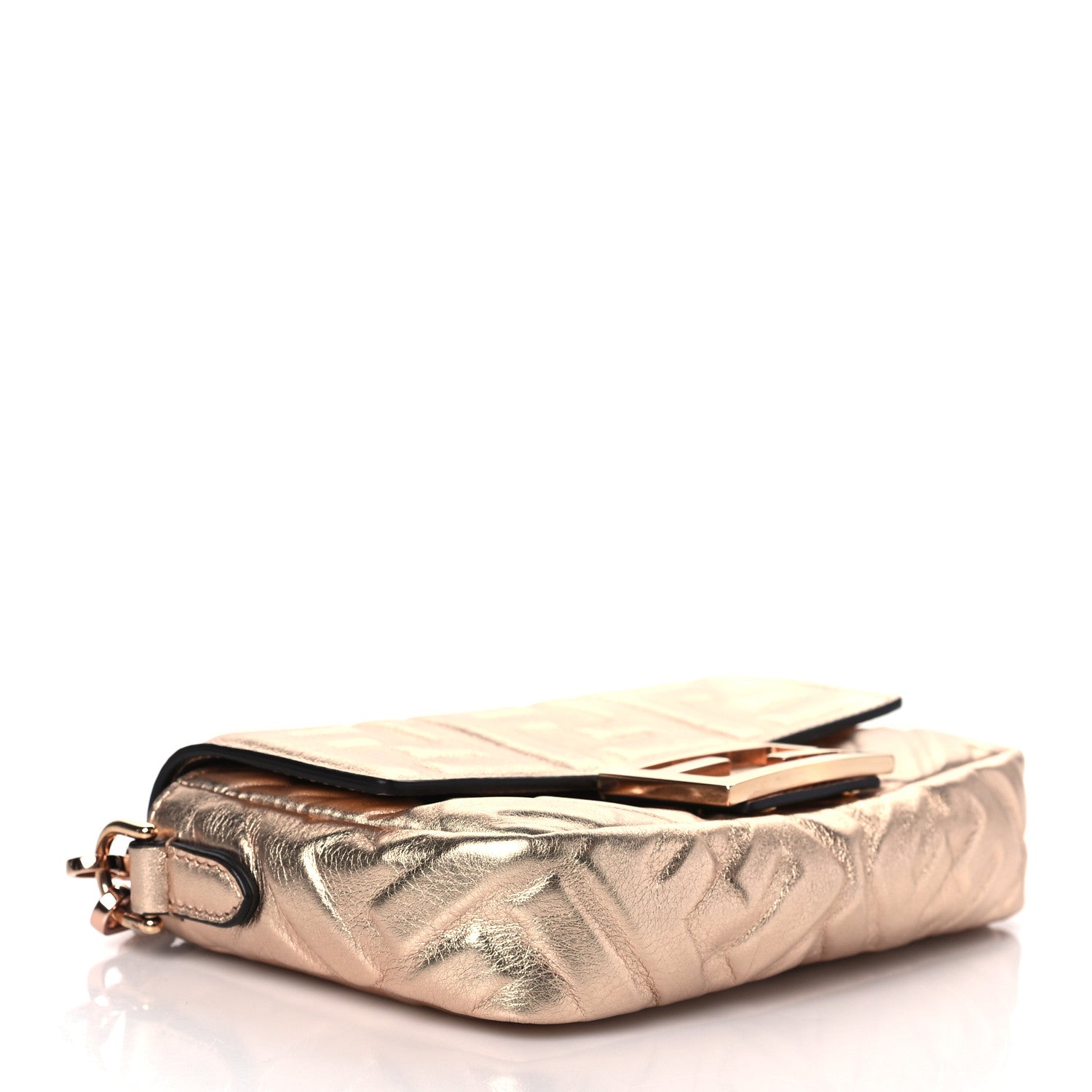Fendi Vitello Laminato FF 1974 Embossed Mini Baguette Rame 3 of 8