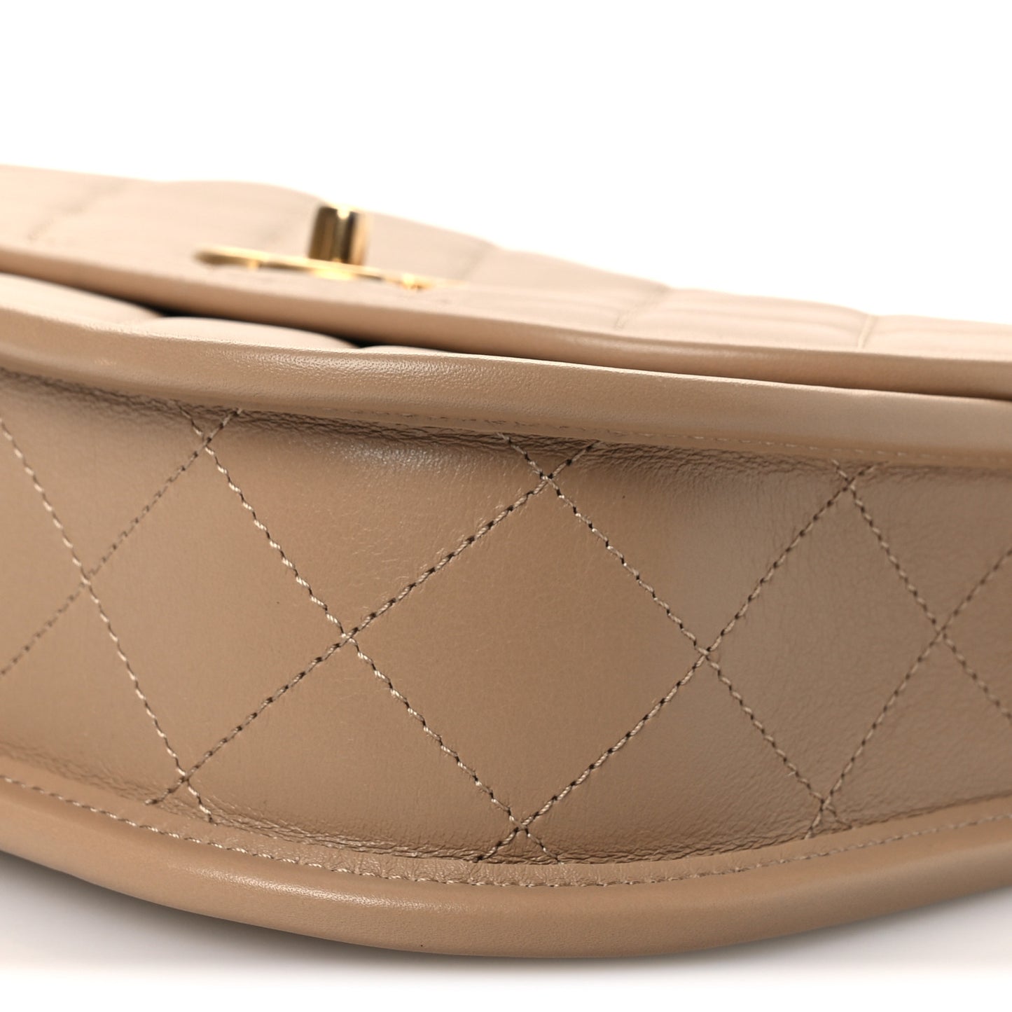 Calfskin Quilted Small Messenger Flap Beige