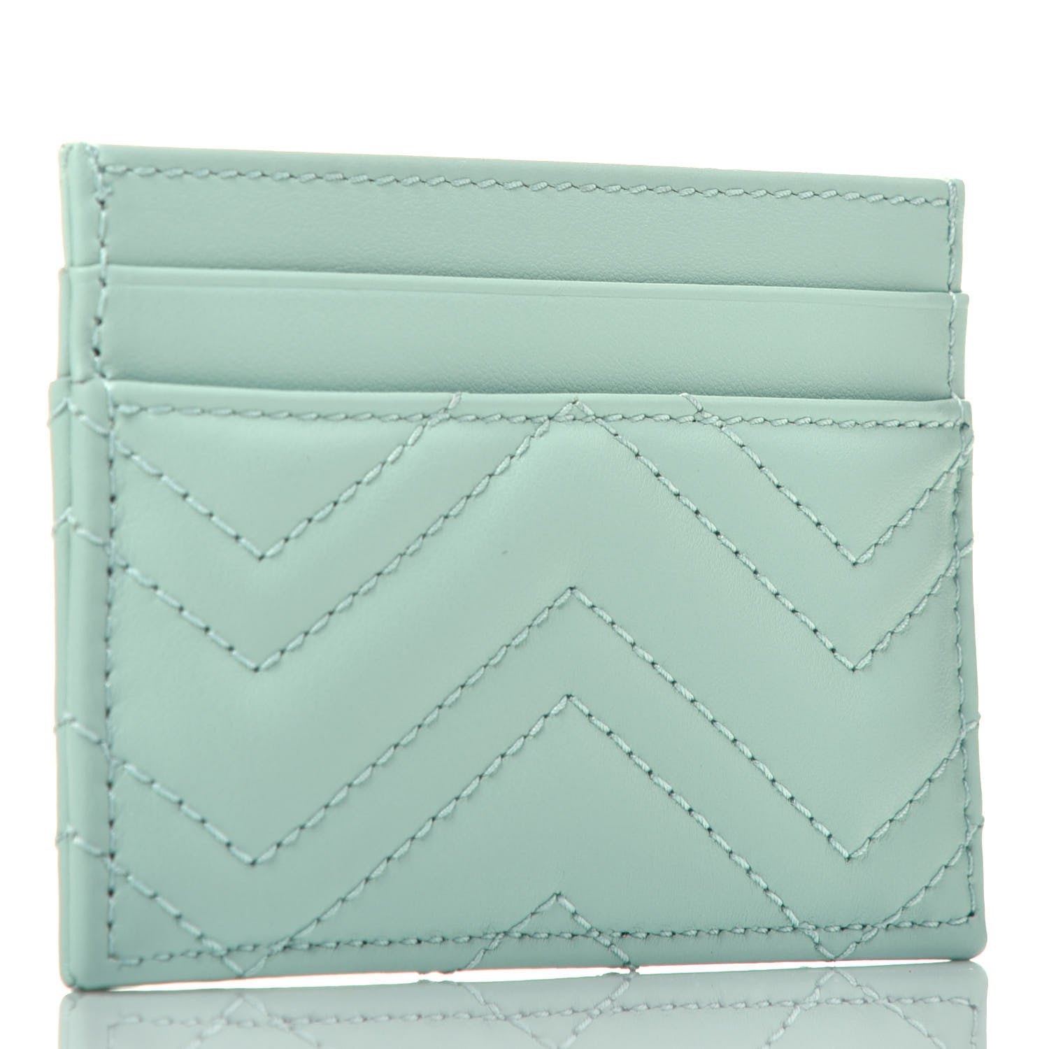 Gucci Calfskin Matelasse GG Marmont Card Holder Water Green 3 of 6