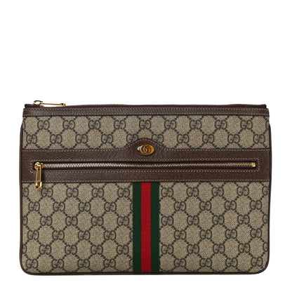 Gucci GG Supreme Monogram Large Ophidia Pouch Clutch Brown 1 of 11
