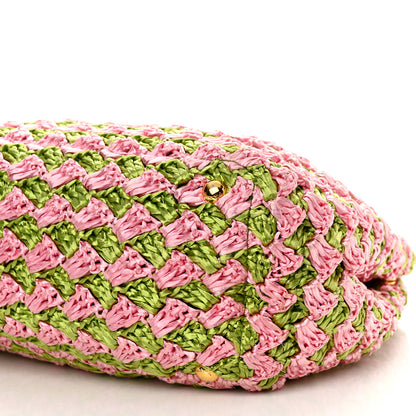 Prada Raffia Crochet Bi-Color Small Tote Prato Rosa 10 of 11