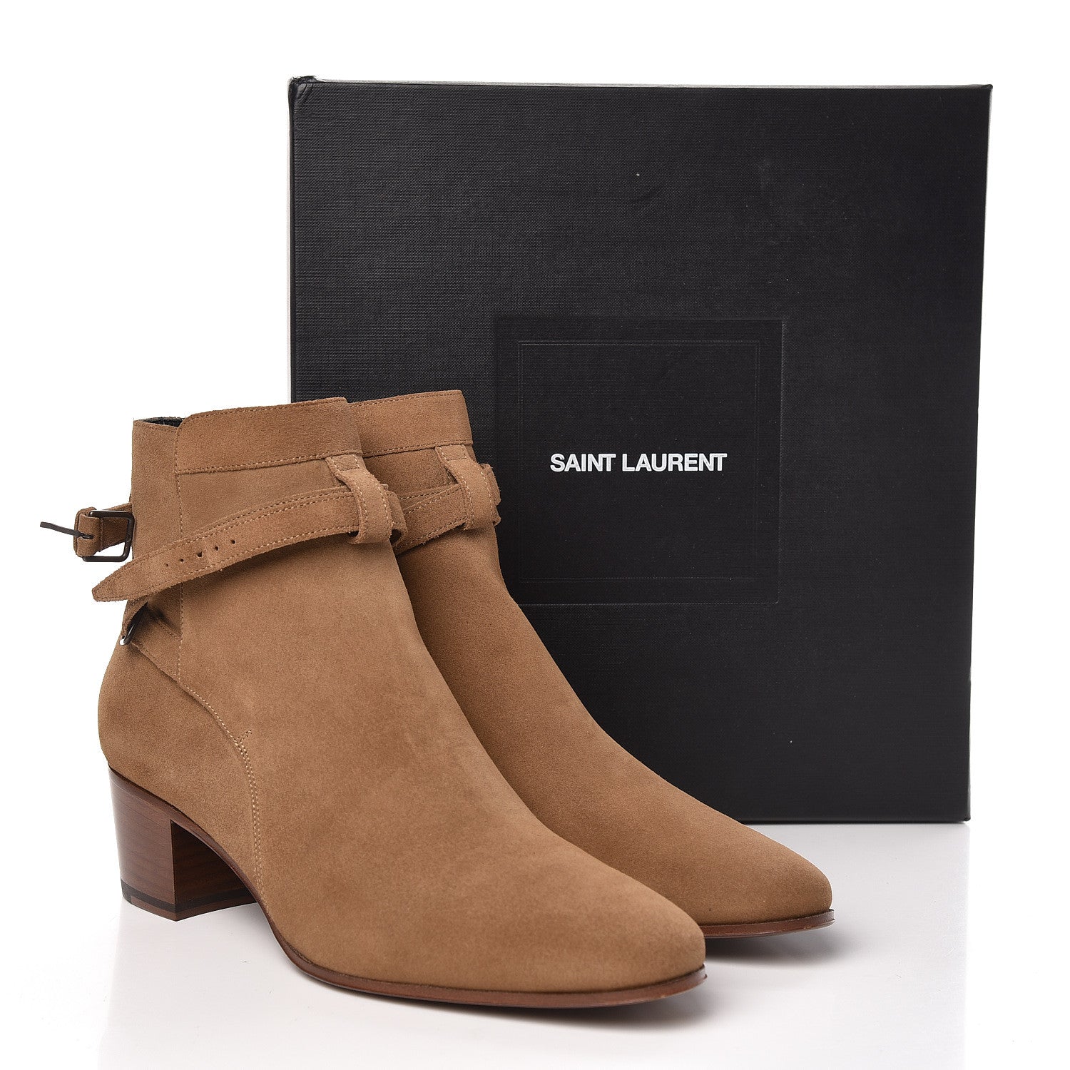 Saint Laurent Suede Womens Blake Ankle Boots 41 New Sigaro 10 of 10