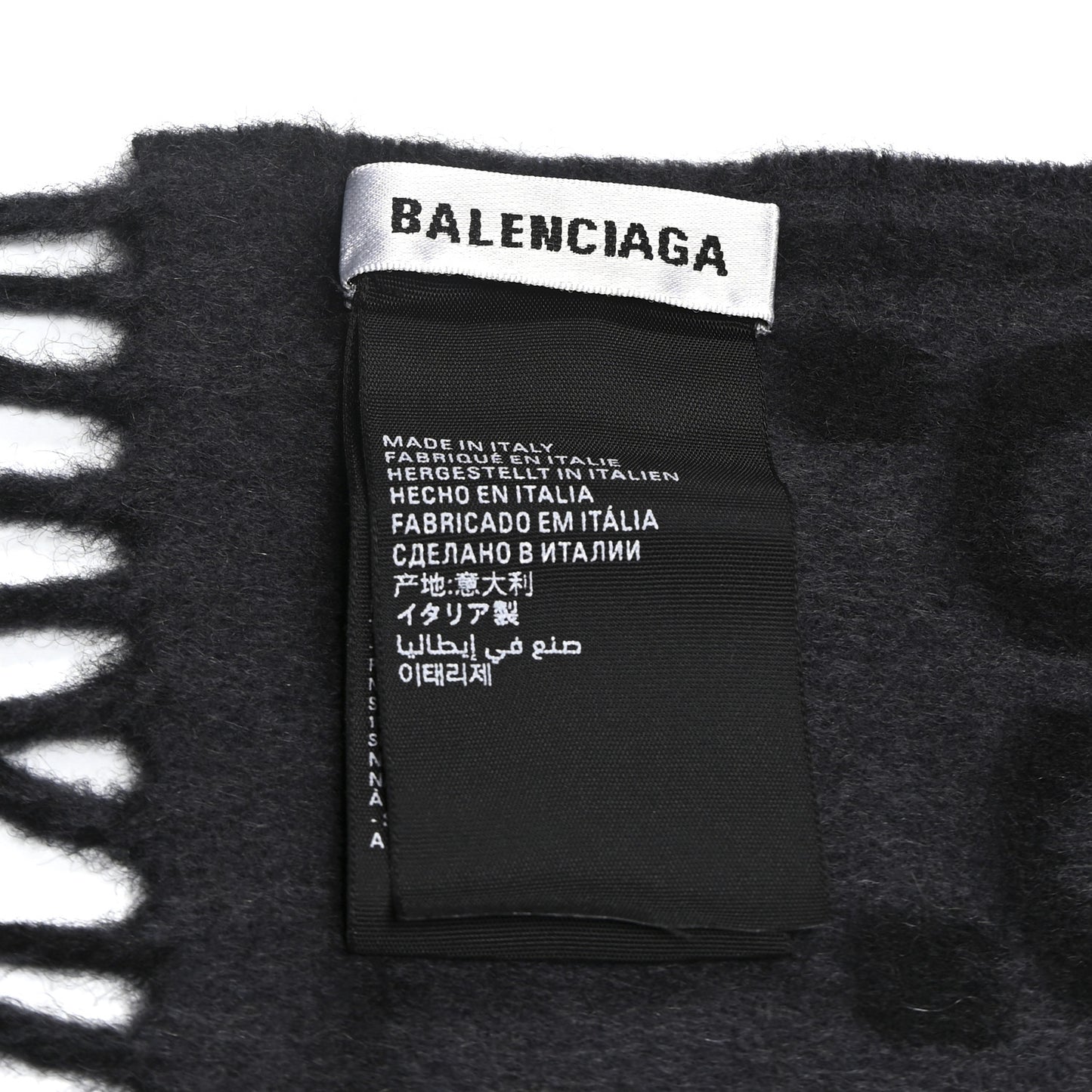 X BALENCIAGA Cashmere All Over Macro Print Scarf Black