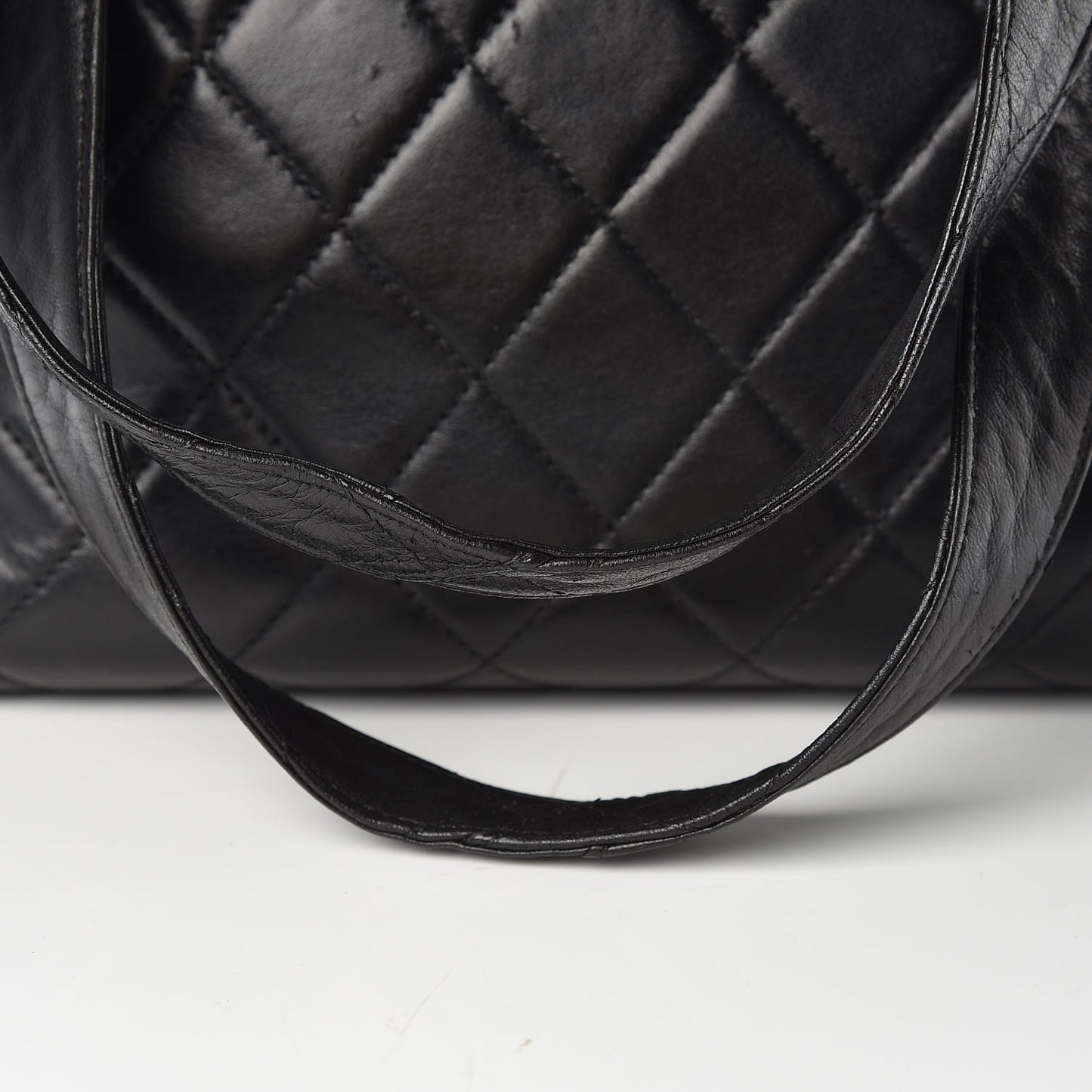 Lambskin Quilted CC Shopping Tote Black