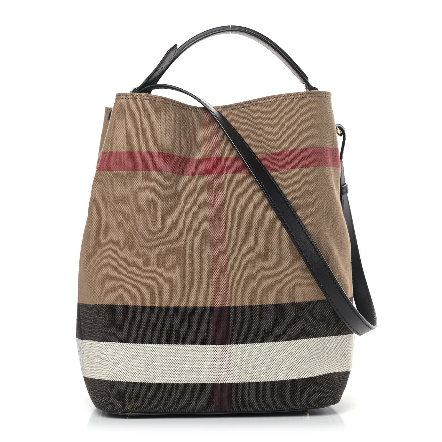 Burberry Canvas Mega Check Medium Ashby Hobo Black 1 of 11