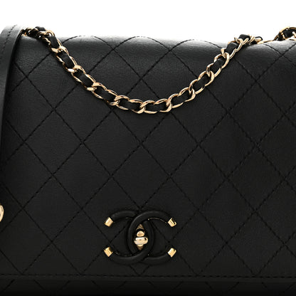 Chanel Calfskin Stitched Medium Covered CC Flap Bag Black 8 of 12