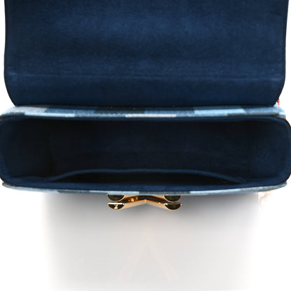 Louis Vuitton Denim Damier Monogram Twist Shoulder Bag MM Blue Rouge 5 of 8