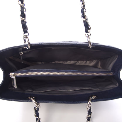 Chanel Caviar Quilted Grand Shopping Tote GST Navy Blue 5 of 10