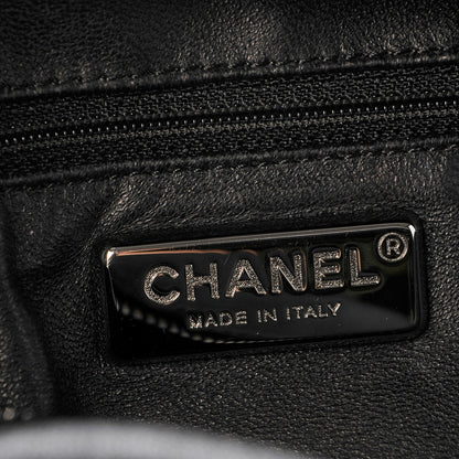Chanel Metallic Goatskin Large Luxe Ligne Bowler Black 6 of 8
