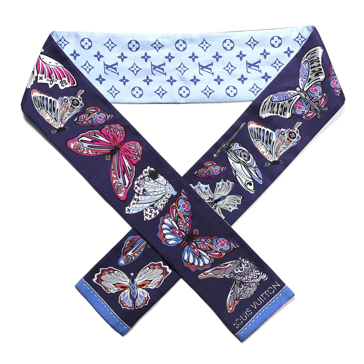 Louis Vuitton Silk Monogram World Of Love Bandeau Navy 1 of 4