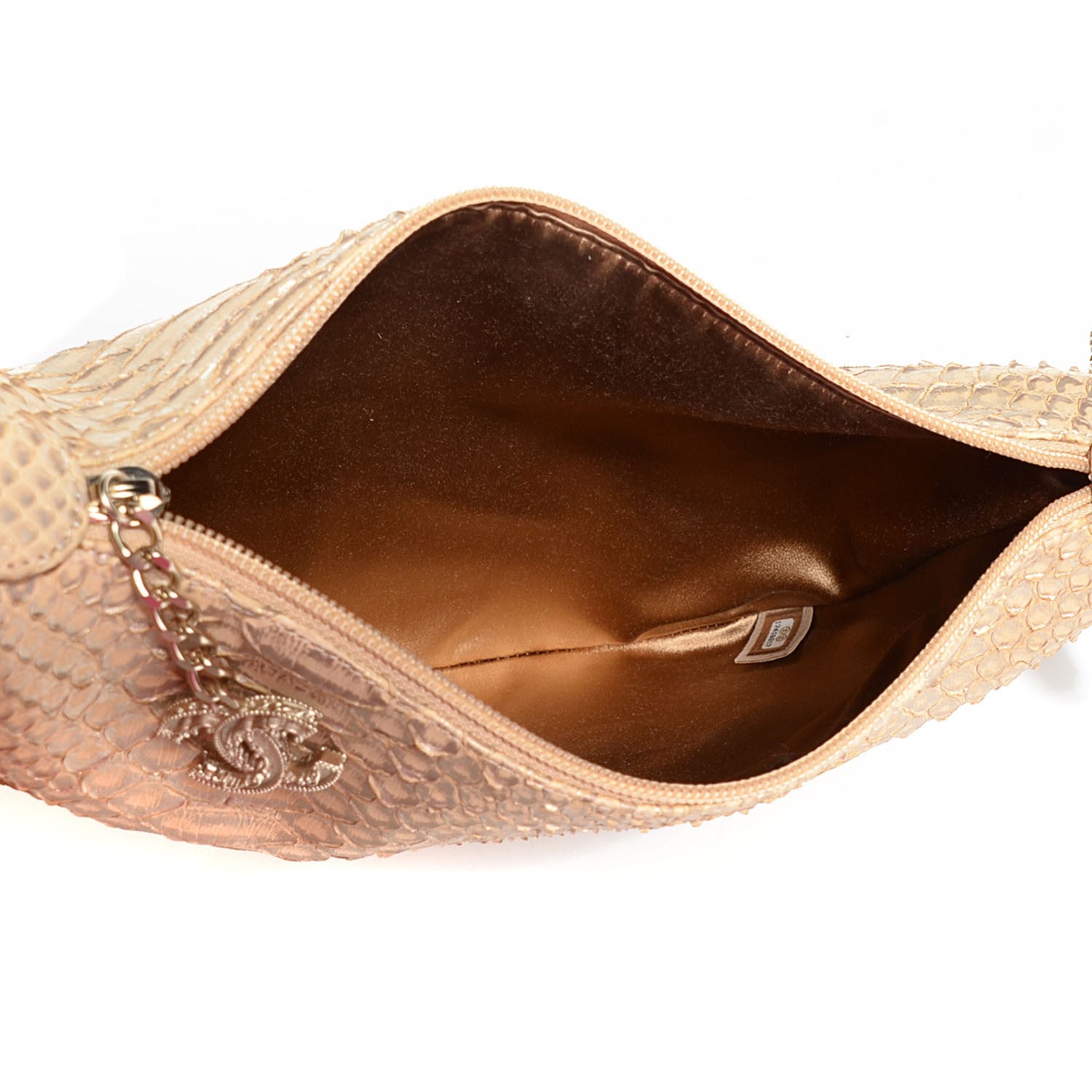Chanel Python Fortune Cookie Clutch Light Gold 9 of 17