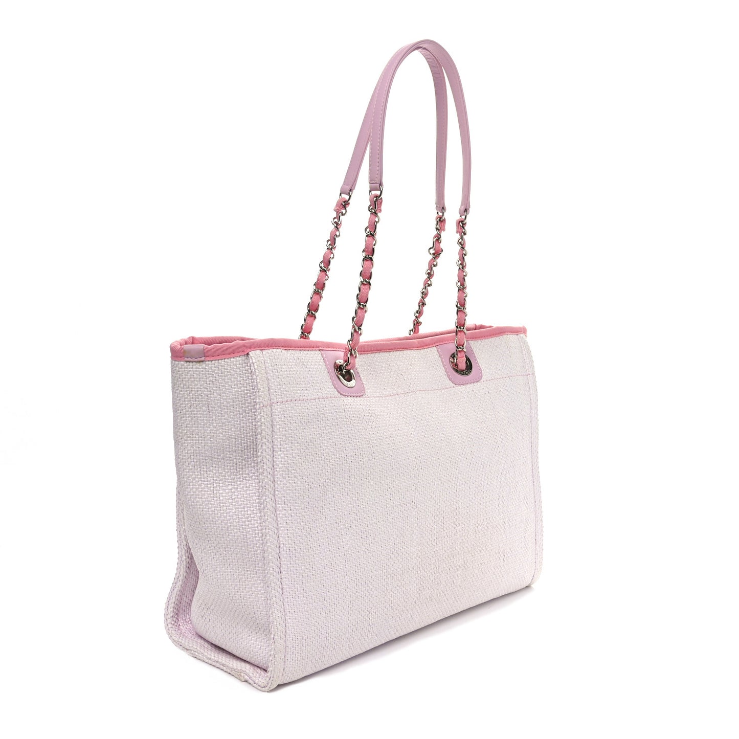 Woven Straw Raffia Small Deauville Tote Pink